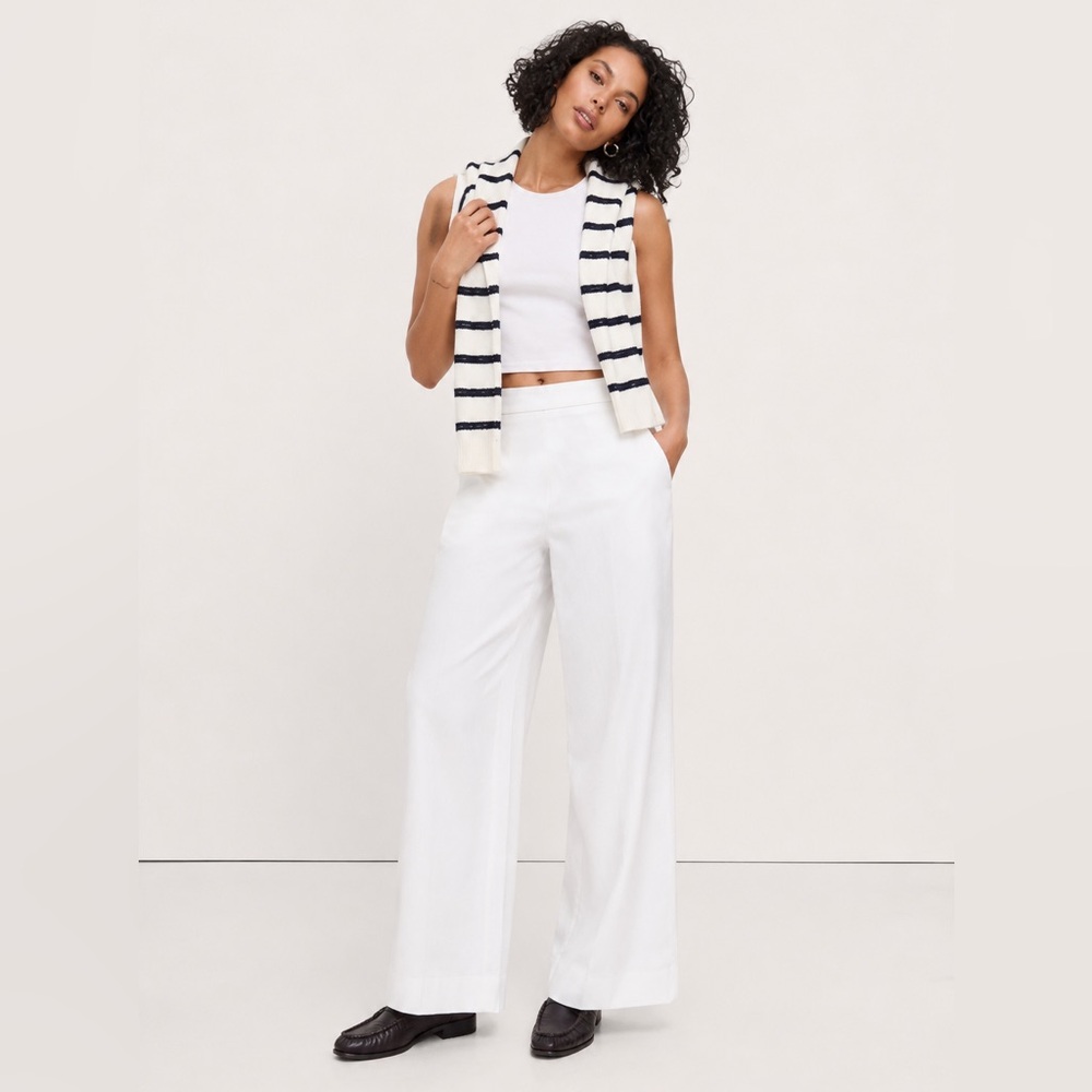 NWT! Banana Republic Wide-Leg High-Rise Linen-Blend Pant - Size Large Tall 🩷